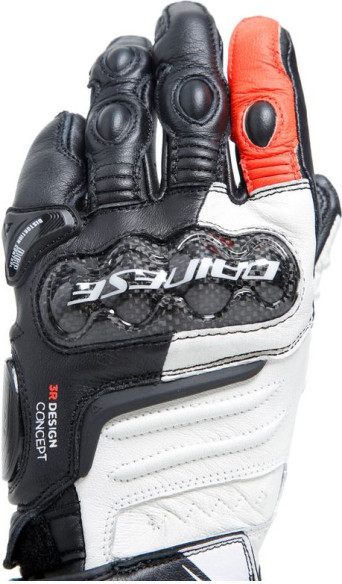 Manusi Moto Piele Dama Carbon 4 Long Black/White/Fluo-Red 23