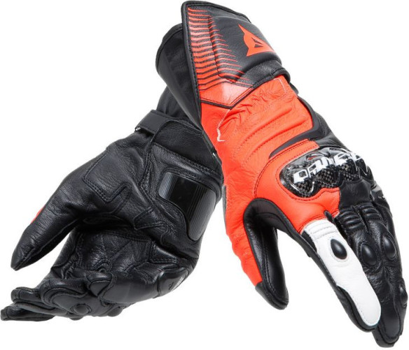 Manusi Moto Piele Carbon 4 Long Black/Fluo-Red/White 23