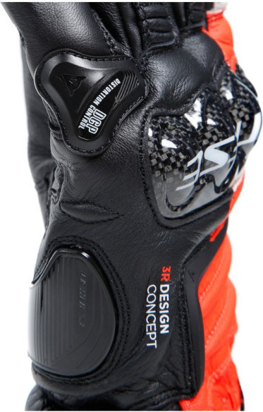 Manusi Moto Piele Carbon 4 Long Black/Fluo-Red/White 23