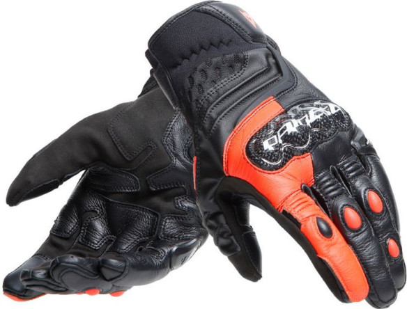 Manusi Moto Piele Carbon 4 Short Black/Fluo-Red 23