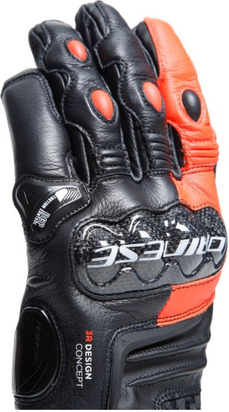 Manusi Moto Piele Carbon 4 Short Black/Fluo-Red 23
