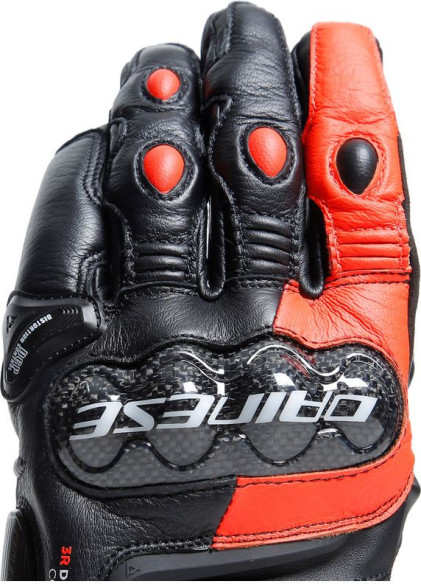 Manusi Moto Piele Carbon 4 Short Black/Fluo-Red 23