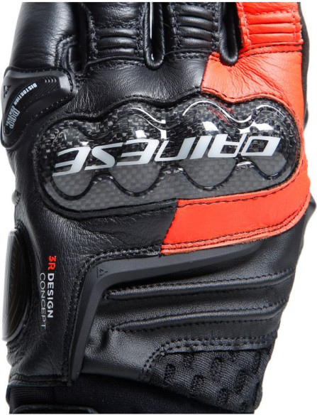 Manusi Moto Piele Carbon 4 Short Black/Fluo-Red 23