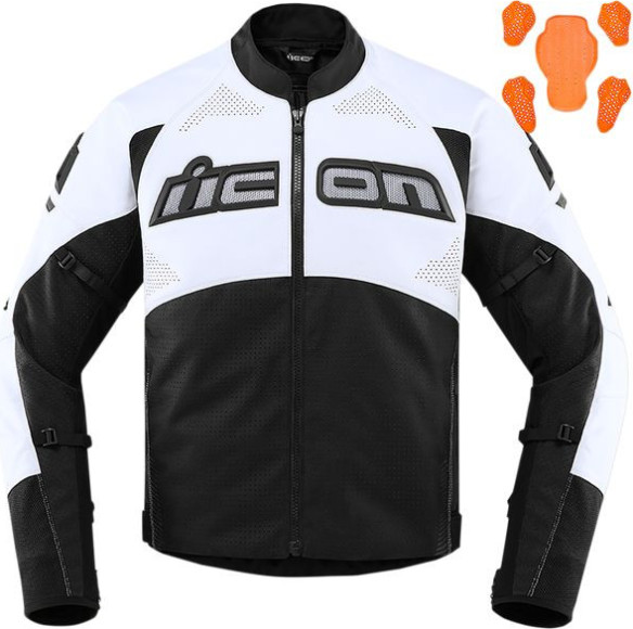 Geaca Moto Piele Contra2 Perforata White