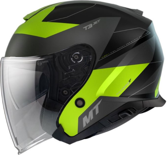 Casca Open Face Thunder 3 SV Jet Cooper A3 Galben Fluor Mat