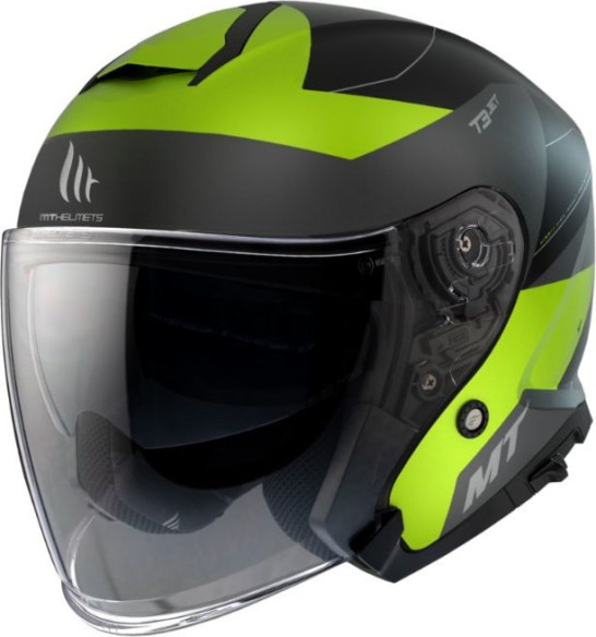 Casca Open Face Thunder 3 SV Jet Cooper A3 Galben Fluor Mat