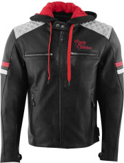 Geaca Moto Piele Jari Hooded Black/Light Gray/Red 2024