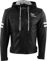 Geaca Moto Piele Jari Hooded Black/White 2024