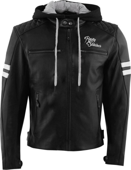 Geaca Moto Piele Jari Hooded Black/White 2024