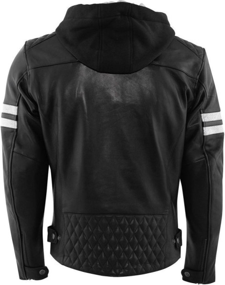 Geaca Moto Piele Jari Hooded Black/White 2024