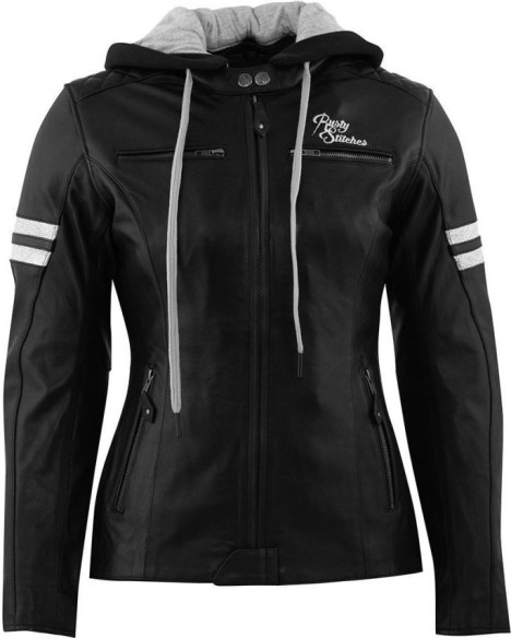 Geaca Moto Piele Dama Joyce Hooded V2 Black/White 2024