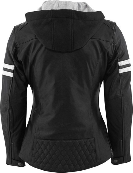 Geaca Moto Piele Dama Joyce Hooded V2 Black/White 2024
