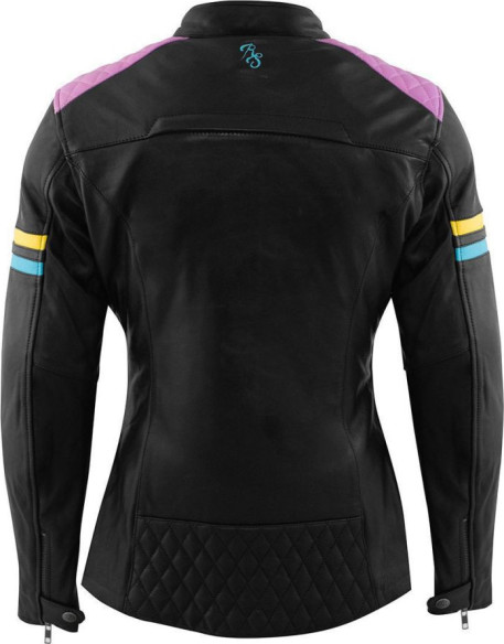 Geaca Moto Piele Dama Joyce V2 Black/Pastel 2024