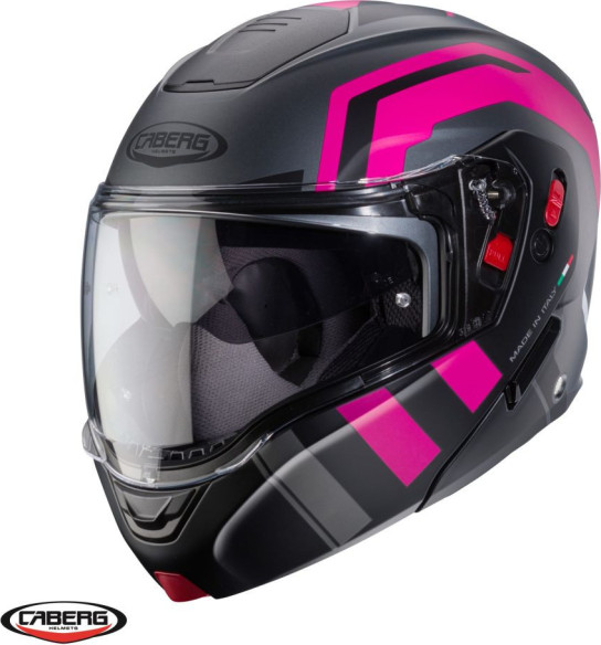 Casca Moto Flip-Up Horus X Road M1 Matt Black/Pink 24
