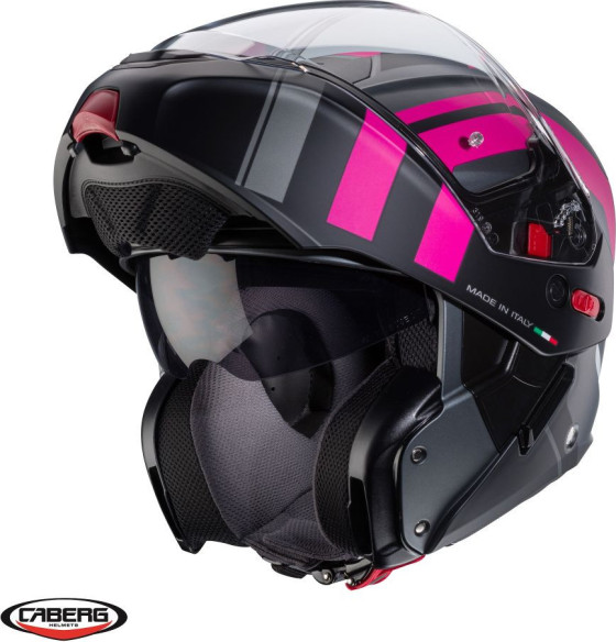 Casca Moto Flip-Up Horus X Road M1 Matt Black/Pink 24