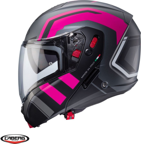 Casca Moto Flip-Up Horus X Road M1 Matt Black/Pink 24
