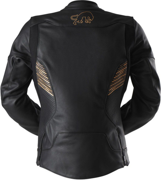 Geaca Moto Piele Dama Alba Black/Gold 6028-1005