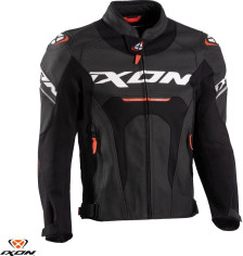 Geaca Moto Piele Jackal JKT MS Black/White/Red 24