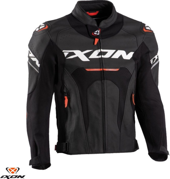 Geaca Moto Piele Jackal JKT MS Black/White/Red 24