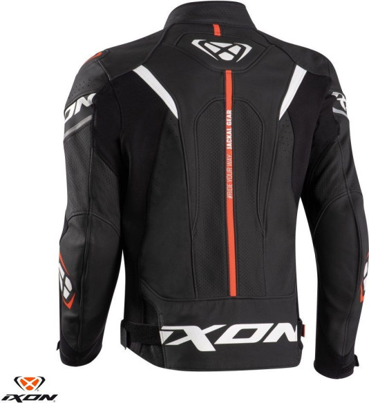 Geaca Moto Piele Jackal JKT MS Black/White/Red 24