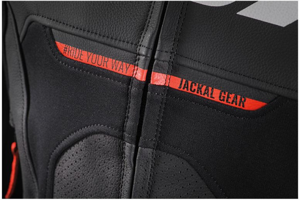 Geaca Moto Piele Jackal JKT MS Black/White/Red 24