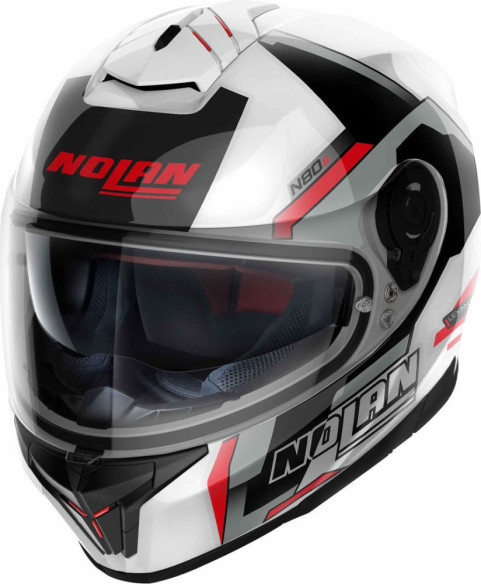 Casca Moto Full-Face N80-8 Wanted N-Com Metal Wite Red/Black/Silver 24