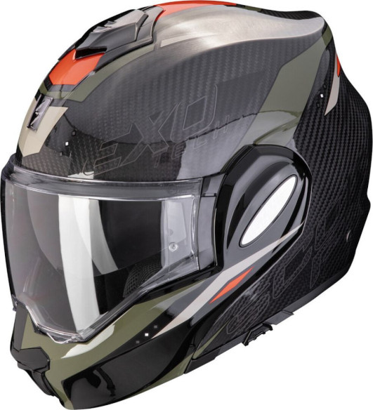 Casca Moto Flip-Up Exo Tech Evo Carbon Rover Black/Green 24