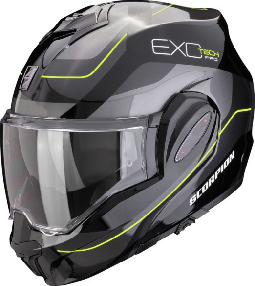 Casca Moto Flip-Up Exo Tech Evo Pro Commuta Black/Silver/Yellow 24