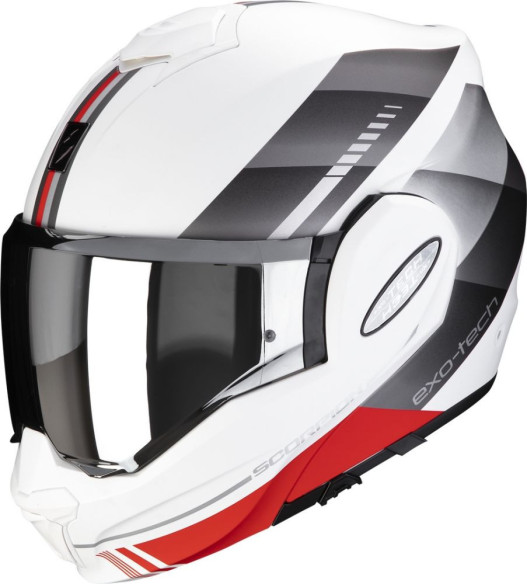 Casca Moto Flip-Up Exo Tech Evo Genre Wite Matt/Silver/Red Fluo 24