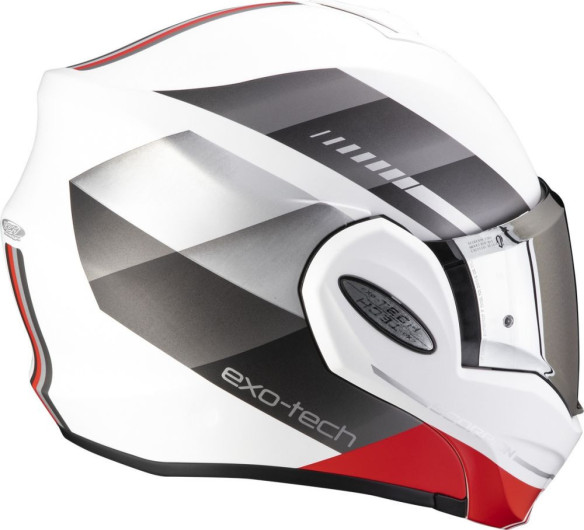 Casca Moto Flip-Up Exo Tech Evo Genre Wite Matt/Silver/Red Fluo 24