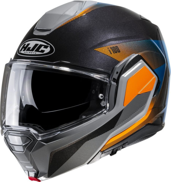 Casca Moto Full-Face i100 Beis Black/Grey/Orange/Blue 24
