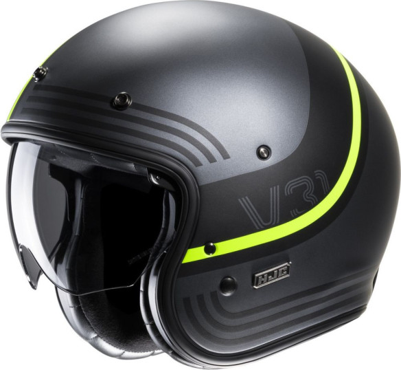 Casca Moto Open-Face/Jet V31 Byron Retro Grey/Black/Yellow 24