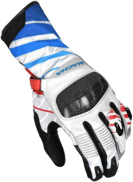 Manusi Moto Piele/Textil KROWN White/Blue