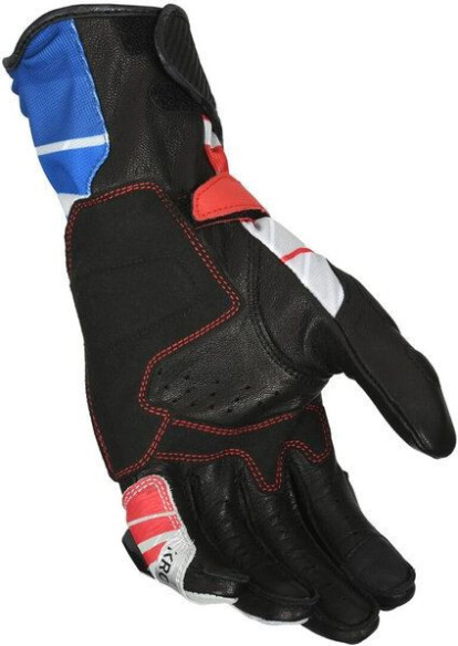 Manusi Moto Piele/Textil KROWN White/Blue