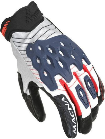 Manusi Moto Piele/Textil KROWN White/Blue