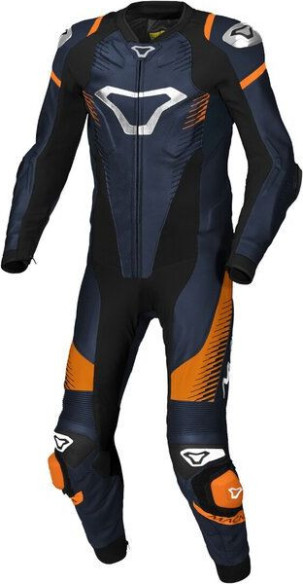 Combinezon Moto Piele TRONNIQ Blue/Black/Orange