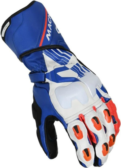 Manusi Moto Piele POWERTRACK Blue/White/Orange