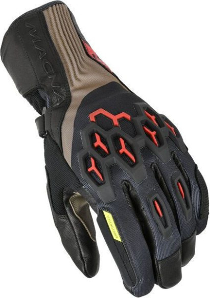 Manusi Moto Piele/Textil WP BRAWLER Brown/Black/Red