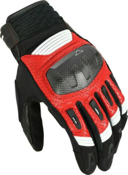 Manusi Moto Piele RIME Black/White/Red