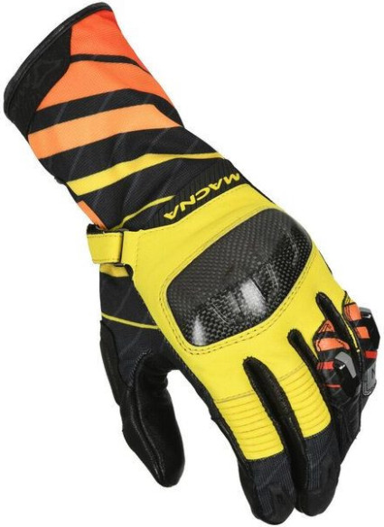 Manusi Moto Piele/Textil KROWN Black/Yellow/Orange