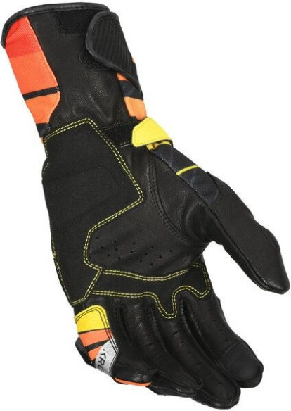 Manusi Moto Piele/Textil KROWN Black/Yellow/Orange