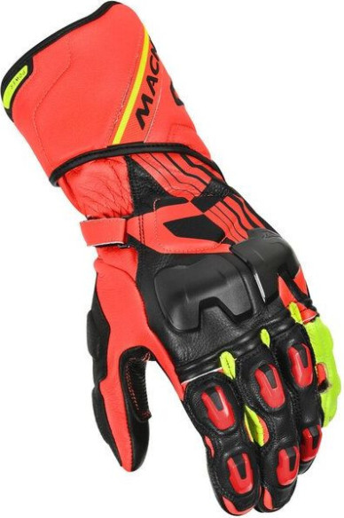 Manusi Moto Piele POWERTRACK Black/Red/Yellow Fluo
