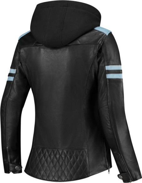 Geaca Moto Piele Dama Joyce Hooded V2 Black/Baby Blue 24