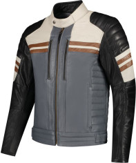 Geaca Moto Piele Steve Black/Beige/Light Grey/Maroon 24