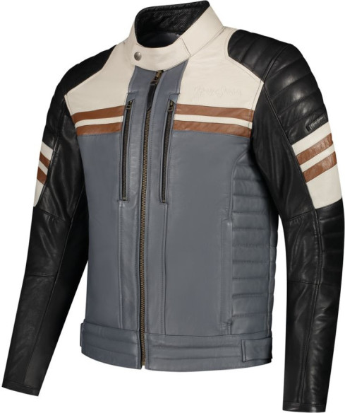 Geaca Moto Piele Steve Black/Beige/Light Grey/Maroon 24