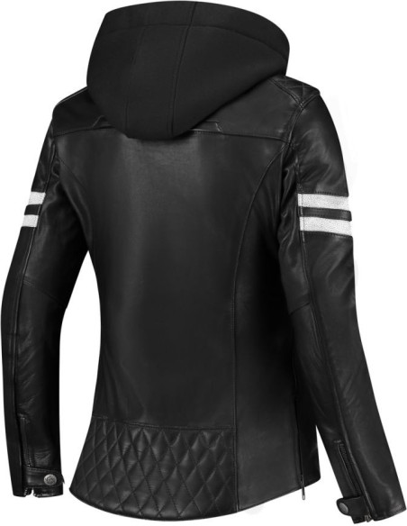 Geaca Moto Piele Dama Super Joyce Hooded V2 Black/White 24