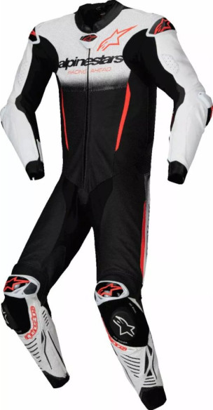 Combinezon Moto Piele GP-R7 1-PC White/Black/Red 25