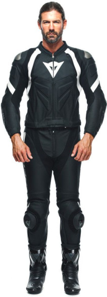 Combinezon Moto Piele Avro 4 2PCS S/T Black/White 25