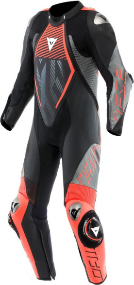 Combinezon Moto Piele Audax D/Zip 1PC Perf. Black/Red/Fluo/Anthracite 25