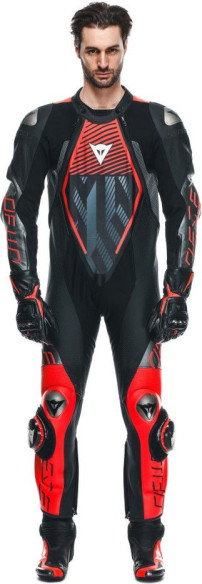 Combinezon Moto Piele Audax D/Zip 1PC Perf. Black/Red/Fluo/Anthracite 25